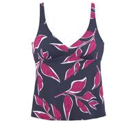 Bügel-Tankini-Top LASCANA "Cataleya", Damen, Gr. 38, Cup E, blau (marine, bedruckt), Microfaser, Polyamid, bedruckt, Bikini-Oberteile, im Blätter-Design (23551818-38) marine, bedruckt