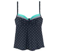 Bügel-Tankini-Top LASCANA "Monroe", Damen, Gr. 36, Cup B, bunt (marine, türkis), Polyamid, gepunktet, gestreift, Bikini-Oberteile (35838422-36) marine, türkis