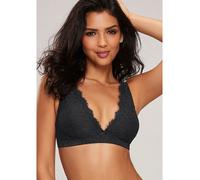 Bralette-BH LASCANA "Cara", Damen, Gr. 65, Cup D, schwarz, Spitze, Obermaterial: 88% Polyamid, 12% Elasthan, BHs, ohne Bügel im edlen High-Apex Design, sexy Dessous (25087037-65) schwarz