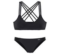 Bustier-Bikini BRUNO BANANI, Damen, Gr. 42, Cup C/D, schwarz, Polyamid, unifarben, Bikini-Sets, mit Zierbändern (62520127-42) schwarz