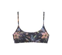 Bustier-Bikini-Top LASCANA "Malia", Damen, Gr. 36, N-Gr, grau (anthrazit, bedruckt), Microfaser, Microfaser, Polyamid, bedruckt, floral, Bikini-Oberteile, mit tropischem Print (35332919-36) anthrazit,