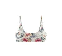 Bustier-Bikini-Top LASCANA "Salsa", Damen, Gr. 34, Cup C/D, beige (creme bedruckt), Recycling-Polyamid, geblümt, Bikini-Oberteile, mit tollem Blumenprint (88425445-34) creme bedruckt