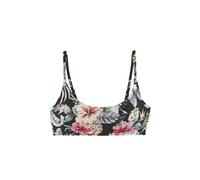 Bustier-Bikini-Top LASCANA "Salsa", Damen, Gr. 36, Cup A/B, schwarz (schwarz bedruckt), Recycling-Polyamid, geblümt, Bikini-Oberteile, mit tollem Blumenprint (39498802-36) schwarz bedruckt