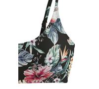 Bustier-Bikini-Top LASCANA "Salsa", Damen, Gr. 38, Cup A/B, schwarz (schwarz bedruckt), Recycling-Polyamid, geblümt, Bikini-Oberteile, mit tollem Blumenprint (39498802-38) schwarz bedruckt