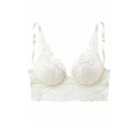 Bustier LASCANA Gr. 75, Cup C, weiß (sanftes weiß), Damen, Spitze, Obermaterial: 60% Polyamid, 35% Polyester, 5% Elasthan, BHs, Push-up-BH aus floraler Spitze, Dessous (406100-75) sanftes weiß
