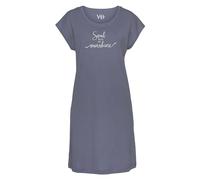Nachthemd, Damen, Gr. 40/42, N-Gr, blau (dunkelblau), Single Jersey, Obermaterial: 50% Baumwolle, 50% Viskose, VIVANCE DREAMS BY LASCANA, bedruckt, unifarben, Basic, loose fit kurz, Rundhals, angeschn