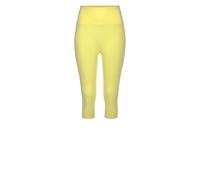Caprileggings LASCANA, Damen, Gr. 36/38, N-Gr, gelb, Single Jersey, Obermaterial: 95% Baumwolle, 5% Elasthan, unifarben, Basic, Basic kniebedeckend, Hosen, mit breitem, weichen Bündchen (87608522-36)