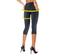 Caprileggings LASCANA, Damen, Gr. 32/34, N-Gr, schwarz, Trikot, Obermaterial: 80% Polyamid, 20% Elasthan, glänzend, Basic, stretch fit 3/4-Länge, Hosen, aus leicht glänzender Qualität, Loungewear (312