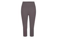 Caprileggings LASCANA, Damen, Gr. 56/58, N-Gr, grau (taupe), Single Jersey, Obermaterial: 95% Baumwolle, 5% Elasthan, unifarben, Basic, Basic kniebedeckend, Hosen, mit breitem, weichen Bündchen, Topse