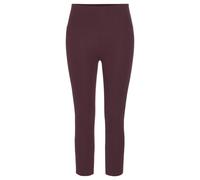 Caprileggings LASCANA, Damen, Gr. 32/34, N-Gr, rot (weinrot), Single Jersey, Obermaterial: 95% Baumwolle, 5% Elasthan, unifarben, Basic, Basic kniebedeckend, Hosen, mit breitem weichem Bündchen, Loung