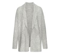 Cardigan LASCANA, Damen, Gr. 40/42, grau (grau meliert), Grobstrick, Obermaterial: 60% Polyacryl, 20% Polyamid, 20% Polyester, meliert, figurumspielend hüftbedeckend, Strickjacken, aus weicher Strickw