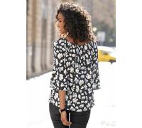 Carmenbluse LASCANA Gr. 42, schwarz (schwarz, bedruckt) Damen Blusen (83416425-42) schwarz, bedruckt
