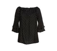Carmenbluse LASCANA Gr. 44, schwarz-weiß (schwarz, weiß, gepunktet) Damen Blusen (90654852-44) schwarz, weiß, gepunktet