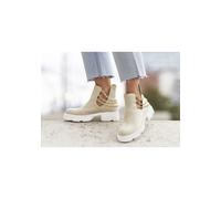 Chelseaboots LASCANA Gr. 39, beige (beige, weiß) Damen Schuhe Schlupfstiefeletten Ankle Boots, Stiefelette mit modischem Ketten-Detail (36930067-39)