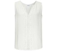 Crepebluse LASCANA, Damen, Gr. 36, weiß, Cru00eape, Obermaterial: 100% Viskose, unifarben, modisch, figurumspielend hüftlang, Rundhals, ohne Ärmel, Blusen, mit Spitzenbesatz vorne (86039861-36) weiß