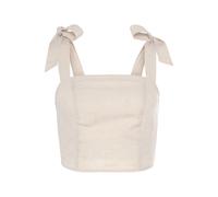 Crop-Top LASCANA, Damen, Gr. 44, beige, Web, Obermaterial: 55% Leinen, 45% Viskose, unifarben, sehr figurbetont bauchfrei, eckiger Ausschnitt, Tops, aus Leinen-Viskose-Mix (18094169-44) beige