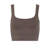 Crop-Top LASCANA, Damen, Gr. S (36/38), braun, Rippware, Obermaterial: 93% Polyamid, 7% Elasthan, unifarben, figurbetont kurz, Rundhals, Tops, Seamless Top mit Rippstruktur (63399354-S) braun