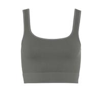 Crop-Top LASCANA, Damen, Gr. L (44/46), grün, Rippware, Obermaterial: 93% Polyamid, 7% Elasthan, unifarben, sportlich, figurbetont kurz, Rundhals, Tops, Seamless Top mit Rippstruktur (68044420-L) grün