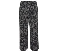 Culotte LASCANA, Damen, Gr. 38, N-Gr, schwarz (schwarz, sand bedruckt), Jersey, Obermaterial: 95% Viskose, 5% Elasthan, bedruckt, figurumspielend 7/8-Länge, Hosen, mit Blätterdruck, luftige Sommerhose