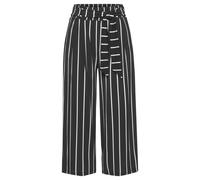 Culotte LASCANA "mit luftig-weitem Bein", Damen, Gr. 48, N-Gr, schwarz-weiß (schwarz, weiß, gestreift), Stoff, Obermaterial: 95% Polyester, 5% Elasthan, weit 7/8-Länge, Hosen Culotte, in 7/8-Länge, le