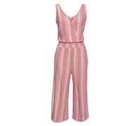 Culotte-Overall LASCANA, Damen, Gr. 44, N-Gr, rosa (koralle, weiß gestreift), Jersey, Obermaterial: 71% Viskose, 27% Polyester, 2% Elasthan, gestreift, figurumspielend 7/8-Länge, V-Ausschnitt, Overall