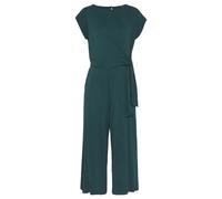 Culotte-Overall LASCANA, Damen, Gr. 38, N-Gr, blau (petrol), Jersey, Obermaterial: 95% Viskose, 5% Elasthan, unifarben, figurumspielend 7/8-Länge, Rundhals, Overalls, mit Knotendetail in der Taille, f