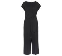 Culotte-Overall LASCANA, Damen, Gr. 42, N-Gr, schwarz, Jersey, Obermaterial: 95% Viskose, 5% Elasthan, unifarben, modisch, figurumspielend 7/8-Länge, Rundhals, Kurzarm, Overalls, mit Knotendetail in d