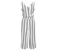 Culotte-Overall LASCANA, Damen, Gr. 44, N-Gr, schwarz-weiß (weiß, marine gestreift), Jersey, Obermaterial: 71% Viskose, 27% Polyester, 2% Elasthan, gestreift, figurumspielend 7/8-Länge, V-Ausschnitt,