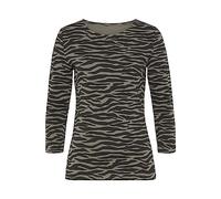 3/4-Arm-Shirt LASCANA "mit modischem Animal-Print", Damen, Gr. 40/42, schwarz (khaki, schwarz), Single Jersey, Obermaterial: 95% Baumwolle, 5% Elasthan, Basic, figurbetont normal, Rundhals, Shirts 3/4