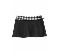 Bade-Rock LASCANA, Damen, Gr. 38, N-Gr, schwarz-weiß (schwarz, weiß), Polyamid, kontrastfarbene Details, unifarben, Badehosen, mit integrierter Bikinihose und karierten Bündchen (398533-38) schwarz, w