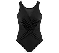 Badeanzug LASCANA Gr. 50, Cup D, schwarz Damen Badeanzüge Ocean Blue mit Mesh-Einsatz (32079850-50)