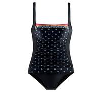 Badeanzug LASCANA "Kimer" Gr. 48, Cup F, schwarz (schwarz, bedruckt) Damen Badeanzüge Ocean Blue mit modernem Print und Shaping-Effekt (89778164-48)