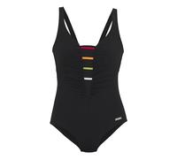 Badeanzug LASCANA "Ulli", Damen, Gr. 44, Cup E, schwarz, Polyamid, kontrastfarbene Details, unifarben, Badeanzüge, mit farbigen Kontrastdetails (57411514-44) schwarz