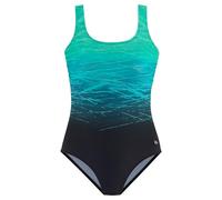 Badeanzug LASCANA, Damen, Gr. 38, Cup C, blau (schwarz, grün), Elasthan, Polyamid, Farbverlauf, Badeanzüge Badeanzug, mit Batikprint und Shaping-Effekt, Topseller (54259029-38) schwarz, grün