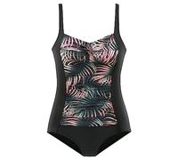 Lascana Badeanzug Damen in palmendruck schwarz, Größe 42 / B