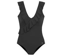 Badeanzug LASCANA Gr. 42, Cup C, schwarz Damen Badeanzüge Ocean Blue mit Tragevarianten und Rüschen-Volants (65428302-42)