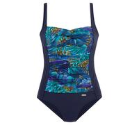 Badeanzug LASCANA, Damen, Gr. 38, Cup D, blau (blau, bedruckt), Polyamid, bedruckt, Badeanzüge Badeanzug, mit Dschungel-Optik und Shaping-Effekt, Topseller (58704642-38) blau, bedruckt