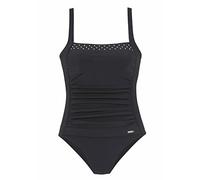 Badeanzug LASCANA Gr. 48, Cup F, schwarz Damen Badeanzüge Ocean Blue mit Raffungen im Vorderteil und Shaping-Effekt (30971907-48)