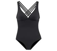Badeanzug LASCANA, Damen, Gr. 40, Cup D, schwarz, Microfaser, Microfaser, Polyamid, unifarben, Badeanzüge Badeanzug, mit toller Rückenlösung und Shaping-Effekt (561573-40) schwarz