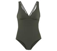 Badeanzug LASCANA, Damen, Gr. 40, Cup B, grün (oliv), Microfaser, Polyamid, Microfaser, unifarben, Badeanzüge, mit toller Rückenlösung und Shaping-Effekt (30136213-40) oliv