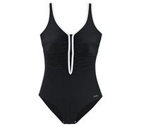 Badeanzug LASCANA, Damen, Gr. 44, Cup D, schwarz, Polyamid, kontrastfarbene Details, unifarben, Badeanzüge Badeanzug, mit Kontrastpaspelierung und Shaping-Effekt (400733-44) schwarz