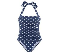 Badeanzug LASCANA, Damen, Gr. 42, N-Gr, blau (rauchblau, weiß), Polyamid, bedruckt, gepunktet, Badeanzüge Badeanzug, im Punkte-Design mit Shaping-Effekt (814629-42) rauchblau, weiß