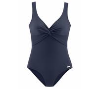 Badeanzug LASCANA, Damen, Gr. 38, Cup B, blau (marine), Polyamid, unifarben, Badeanzüge Badeanzug, mit Shaping-Einsatz vorn, eingearbeitete Softcups, mit Raffungen, Topseller (334516-38) marine
