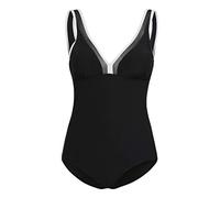 Badeanzug LASCANA, Damen, Gr. 48, Cup C, schwarz, Polyamid, Mesh, kontrastfarbene Details, Badeanzüge Badeanzug, mit Mesh-Einsatz und Shaping-Effekt, Topseller (13278060-48) schwarz