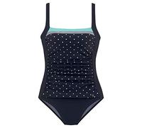 Badeanzug LASCANA "Monroe", Damen, Gr. 40, Cup D, bunt (marine, türkis), Polyamid, Badeanzüge Badeanzug, mit kleinen Pünktchen und Shaping-Effekt (28996662-40) marine, türkis