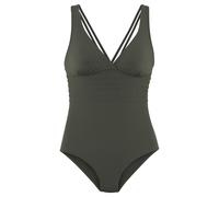 Badeanzug LASCANA, Damen, Gr. 40, Cup B, grün (oliv), Microfaser, Polyamid, Microfaser, unifarben, Badeanzüge, mit toller Rückenlösung und Shaping-Effekt (30136213-40) oliv