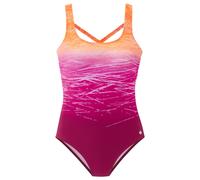 Badeanzug LASCANA, Damen, Gr. 36, Cup B, pink (orange, berry), Elasthan, Polyamid, Farbverlauf, Badeanzüge Badeanzug, mit Batikprint und Shaping-Effekt, Topseller (86111562-36) orange, berry