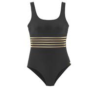 Badeanzug LASCANA "Elodie" Gr. 44, Cup E, goldfarben (schwarz, goldfarben) Damen Badeanzüge (60381117-44) schwarz, goldfarben
