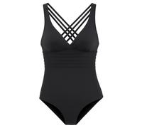 Badeanzug LASCANA, Damen, Gr. 38, Cup D, schwarz, Microfaser, Microfaser, Polyamid, unifarben, Badeanzüge Badeanzug, mit toller Rückenlösung und Shaping-Effekt (561573-38) schwarz