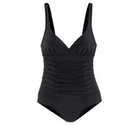 Badeanzug LASCANA Gr. 48, Cup A, schwarz Damen Badeanzüge mit dekorativer Raffung und Shaping-Effekt (44283933-48)